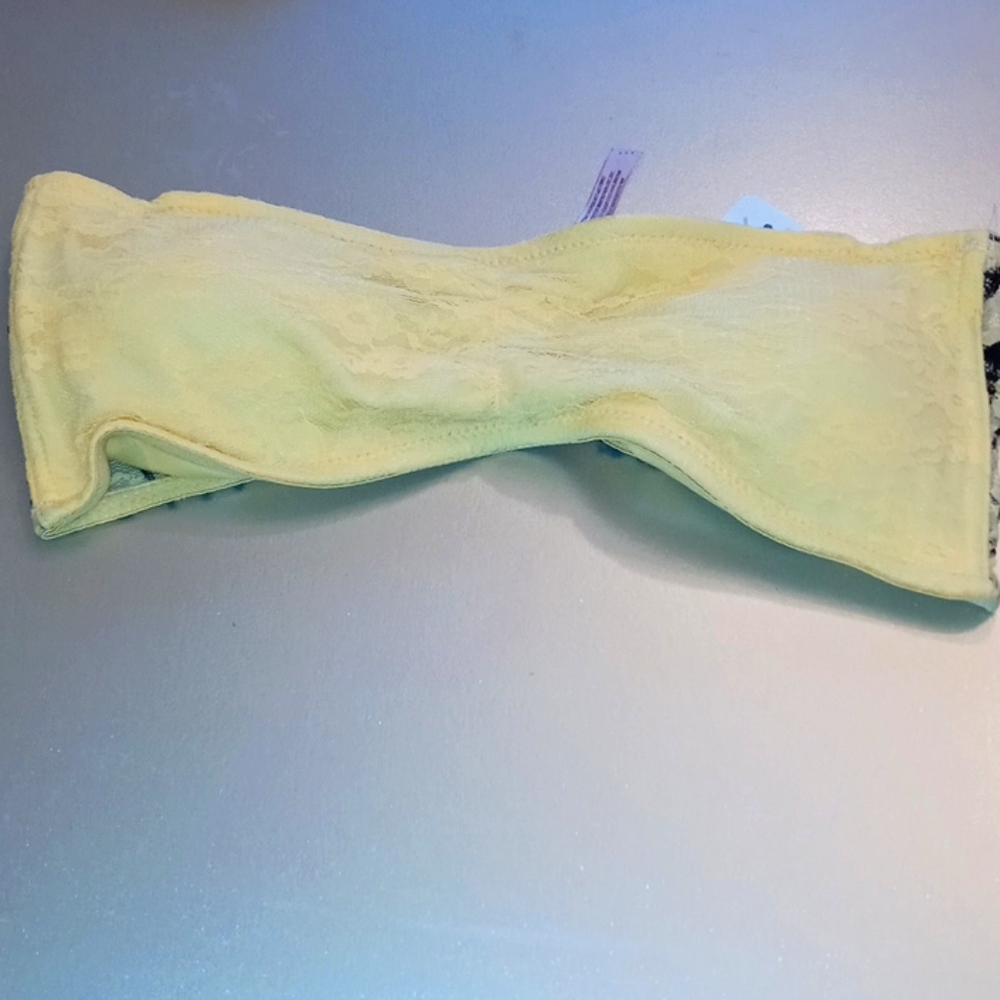 Native Intimates yellow lace strapless bra